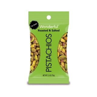 A bag of Wonderful roasted & salted pistachios.